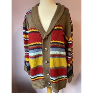 OC Order Plus Brown Striped V-Neck Sweater Size XL New